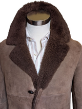 Vintage Chilkwell Leather Lambsuede Shearling Coat S/38 Mid Brown