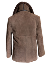 Vintage Chilkwell Leather Lambsuede Shearling Coat S/38 Mid Brown