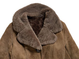 Vintage Women's Richard Draper Leather British Shearling Coat S/34 Brown