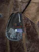 Vintage Women's Richard Draper Leather British Shearling Coat S/34 Brown