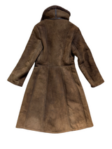 Vintage Women's Richard Draper Leather British Shearling Coat S/34 Brown