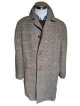 Vintage Dunn & Co. Harris Tweed Balmacaan Raglan Coat 40R Multi Plaid Wool