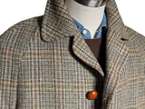 Vintage Dunn & Co. Harris Tweed Balmacaan Raglan Coat 40R Multi Plaid Wool