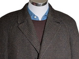 Vintage Andrew a Douglas Scotland Balmacaan Raglan Coat L/42S Dark Brown Wool Tweed