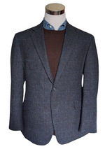 Marks & Spencer Abraham Moon Sport Coat 44S Blue Windowpane 2-button Worsted Wool Tweed