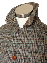 Vintage Dunn & Co. Harris Tweed Balmacaan Raglan Coat 40R Multi Plaid Wool
