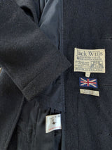 Jack Wills x Fox Bros. Pea Coat L Slim Midnight Blue Wool
