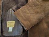 Vintage Morlands Leather Lambsuede Shearling Coat S/38 Mid Brown