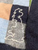 Hackett Sweater M Navy Blue Patchwork Lambswool