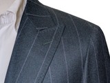 Benjamin VBC Suit Teal Blue Striped 2-button Peak Wool Doeskin