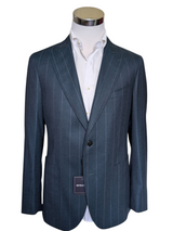 Benjamin VBC Suit Teal Blue Striped 2-button Peak Wool Doeskin