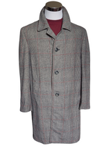 Vintage Hodges England Half Raglan Coat 40R/42R Prince of Wales Plaid Wool