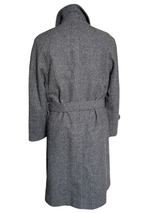Vintage Burton Belted Balmacaan Raglan Coat S/38R Charcoal Herringbone Heavy Wool