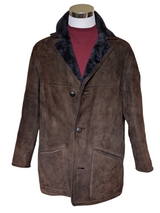 Vintage Richard Draper Leather British Shearling Coat 40/M Chocolate Brown