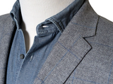 John Lewis x Kynoch Sport Coat 42R Grey Blue Windowpane 2-button Wool/Cotton