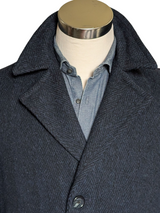 Vintage Burton Pea Coat M/40 Blue Herringbone Wool/Cashmere/Mohair