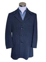 Vintage Burton Pea Coat M/40 Blue Herringbone Wool/Cashmere/Mohair