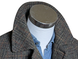 Vintage Dunn & Co. Harris Tweed Balmacaan Raglan Coat 38R Greenish Brown Plaid wool