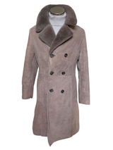 Vintage Baily's Leather Lambsuede Shearling DB Coat M/40 Beige