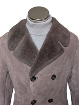 Vintage Baily's Leather Lambsuede Shearling DB Coat M/40 Beige