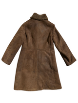 Vintage Women's Swears & Wells Leather British Shearling Coat S/M 36 Brown