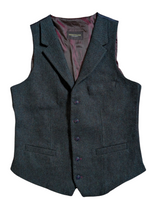 Heritage Italiano Waistcoat/Vest M/40R Slim Blue Melange Wool Tweed