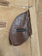 Vintage Women's Leather British Shearling Coat 38 S/M Tan DB Full Length