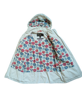 Barbour x Liberty Fabric Ladies Light Hooded Jacket S/M 6 US Stone Beige H20 Proof Cotton Blend