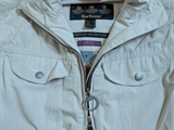 Barbour x Liberty Fabric Ladies Light Hooded Jacket S/M 6 US Stone Beige H20 Proof Cotton Blend