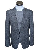 Vintage Harris Tweed Sport Coat 39/40R Black/White 2-button Wool