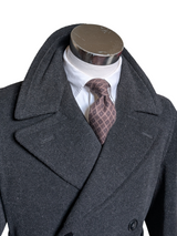 Vintage Crombie Belted DB Great Coat 40R Charcoal Heavy Wool