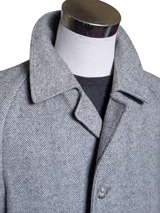 Vintage Canda Balmacaan Raglan Coat 40/42 Grey Herringbone 3-button Heavy Wool Blend
