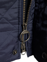 Barbour Jacket M Navy Blue Quilt Flyer Padded Polyester Union Jack