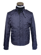 Barbour Jacket M Navy Blue Quilt Flyer Padded Polyester Union Jack