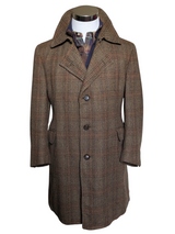 Vintage Wilkinson England Coat38/40 Greenish Brown Plaid Wool