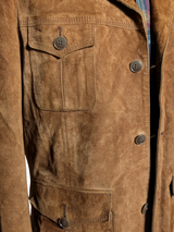 Vintage British Pig Suede Safari Jacket 42 Slim Golden Brown