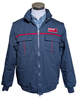 Vintage Esso Gas Convertible Jacket M Navy Blue Cotton Blend