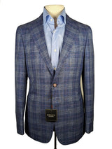 Benjamin Carlo Barbera Sport Coat Blue with Purple Plaid 2-button Soft Shoulder Wool