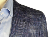 Benjamin Carlo Barbera Sport Coat Blue with Purple Plaid 2-button Soft Shoulder Wool