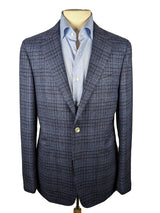 Benjamin Cerruti Sport Coat Blue Modern Plaid 2-button Soft Shoulder Wool