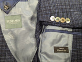 Benjamin Cerruti Sport Coat Blue Modern Plaid 2-button Soft Shoulder Wool