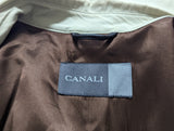 Canali Trench Coat 42R Beige Cotton with Wool/Cashmere Lining