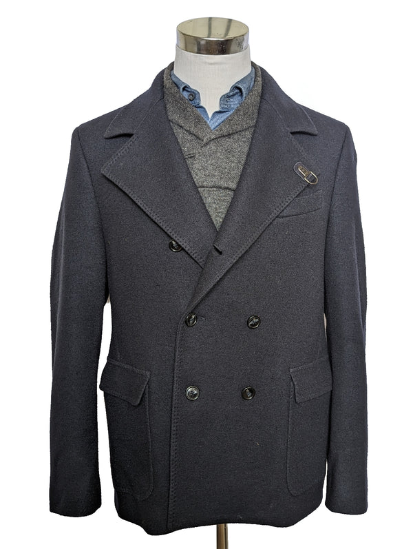 Fay Pea Coat L/XL Navy Blue Double Breasted Wool