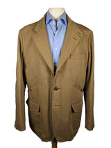 Fay Jacket L/XL Tan Herringbone 3-Button Heavy Cotton