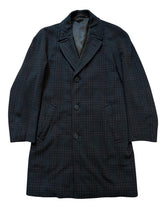 Vintage Dunn & Co. Crombie Balmacaan Raglan Coat 38R Dark Grey Plaid Wool