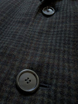 Vintage Dunn & Co. Crombie Balmacaan Raglan Coat 38R Dark Grey Plaid Wool