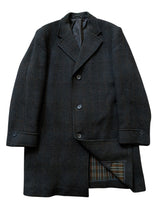 Vintage Dunn & Co. Ballantyne Half Raglan Coat L/XL 42/44R Earthy Grey Plaid Wool Tweed