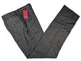 Luigi Bianchi Trousers 34 Charcoal Striped Flat front Relaxed fit Wool/Cashmere