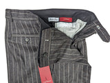 Luigi Bianchi Trousers 34 Charcoal Striped Flat front Relaxed fit Wool/Cashmere