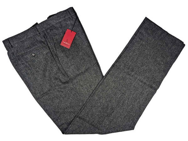 Luigi Bianchi Trousers 38, Charcoal melange Flat front Relaxed fit Wool/Lycra